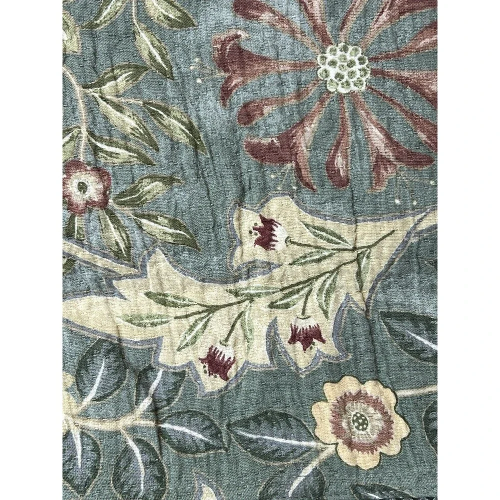 William Morris & Co Wilhemina Shower Curtain Green Floral Boho Textured Fabric